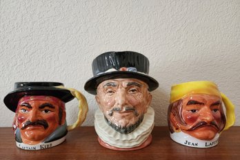(3) Vintage Ceramic ROYAL DOULTON And TOBY Character Face Mugs