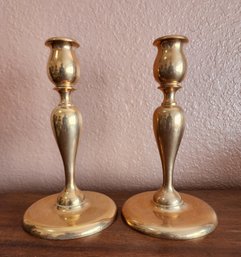 (2) Vintage Heavy Brass Candlestick Holders