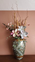 Vintage Mosaic Style Flower Planter With Artificial Arrangement