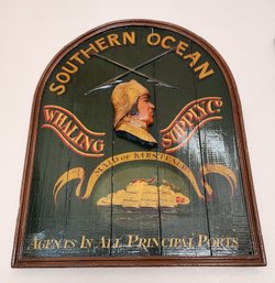 Vintage Large Hanging SOUTHERN OCEAN WHALING SUPPLY CO. Advertising Wooden Sign