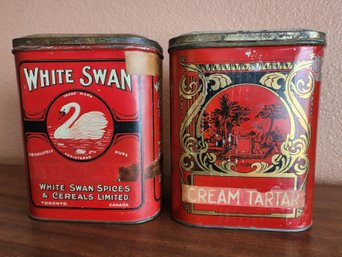 (2) Vintage Art Deco Style Advertising Tin Containers