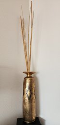 Large Vintage Decorative Ceramic Display Vase With Artificial Arrangement