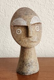 Vintage Stone Hand Carved Head Figure