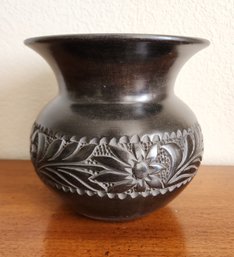 Vintage Black Ceramic Large Pottery Bowl