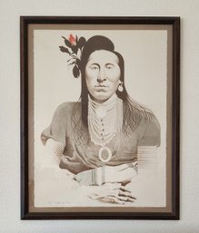 Vintage SIGNED AND NUMBERED Mark English CROW WARRIOR Framed Lithograph