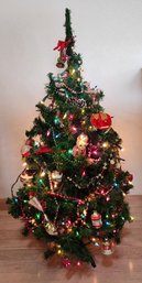 Vintage 3 Foot Tall Artificial Christmas Pre Lit Tree With Existing Variety Of Vintage Ornaments