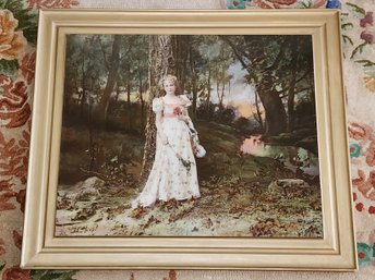 Antique Framed 1900 ULLMAN MANUFACTURING CO. Lithograph Realistic Print On Glass