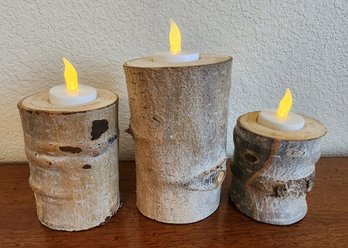 (3) Graduated Height Candle Votive Holders With LED Candles