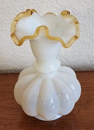 Vintage Unmarked FENTON Gold Crest Melon Shaped Vase