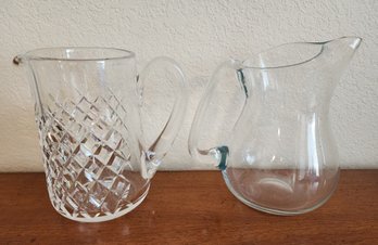 (2) Vintage Glass Beverage Pitchers