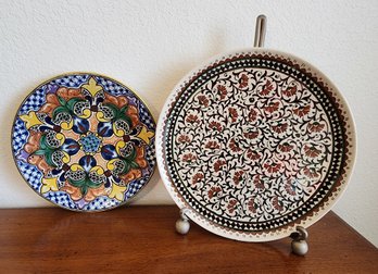 (2) Vintage Decorative Ceramic Serving Plates