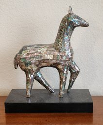 Vintage ABALONE Mother Of Pearl Inlay Horse Figure
