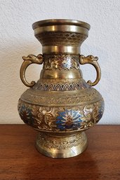Vintage MADE IN JAPAN Brass Cloisonne Fine Art Vessel