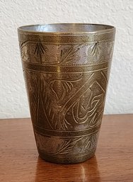 Anglo Raj Mughal Brass Engraved Beaker