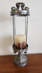 Vintage Tin Candle Holder With Brand New Candle