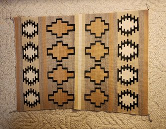 Vintage Native American Woven Rug With 4 Corner Tassels