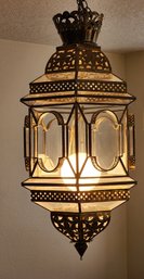 Gorgeous Antique Brass Hardwired Morrocan Style Lantern Lighting Fixture