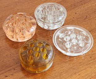 (4) Vintage Glass Accent Flower Frogs
