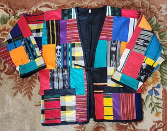 Vintage Handmade In Guatamala Patchwork Cardigan Style Jacket