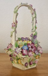Vintage ARDALT Porcelain Applied Floral Design Reticulated Basket 18th Century Style