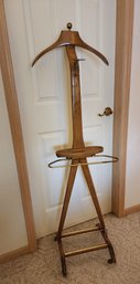 Mid Century Modern Wood With Brass Accents Valet Coat Stand