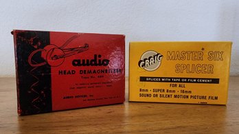 Pair Of Vintage Reel To Reel 8/16mm Tape Player Accessories