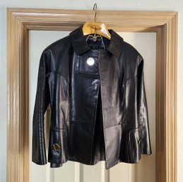 Vintage Black SOFT Leather Jacket And Skirt Combo Size 46