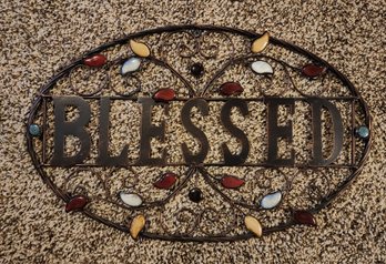 Metal Hanging BLESSED Wall Decor Accent