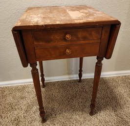 Vintage Drop End Nightstand Side Table Solid Wood
