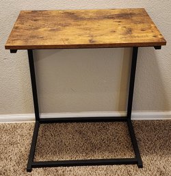 Modern Style Metal Frame Wood Top End Table