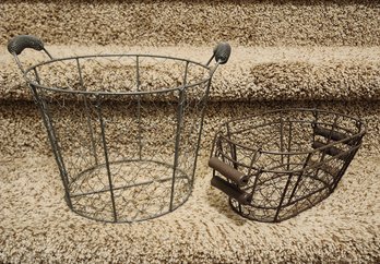 (3) Metal Decorative Baskets With Wire Exterior