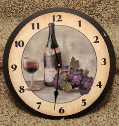 Wine And Grapes Theme Quartz Powered Wall Clock