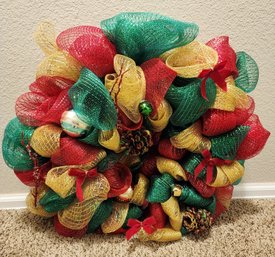 Vintage Handmade Ribbon Style Christmas Wreath