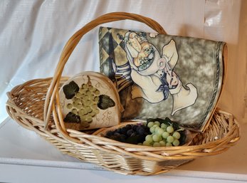 Wine And Grape Theme Decor Selections With Basket