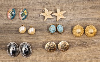 Assortment Of Vintage Clip On Ladies Earrings #A34