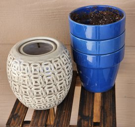 Assortment Of (4) Ceramic Flower Pots