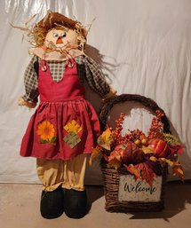 Thanksgiving FALL Season Decor -  Strawman And Basket