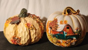 (2) Decorative Holdiay Pumpkins