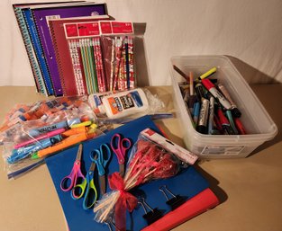 Large Assortment Of School Supplies - Scissors, Glue, Notebooks, Etc.