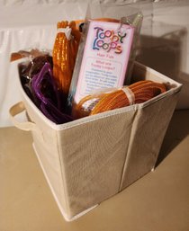 Arts And Crafts Variety - Mesh Tubes And More With Fabric Box Tote