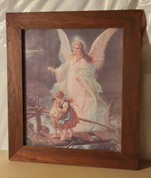 Vintage Framed GUARDIAN ANGEL OVER PERILOUS BRIDGE Art Print
