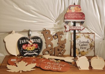 Large Assortment Of Wood Holiday Signs And Blank Wood Craft Figures