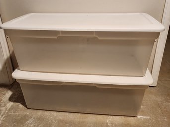 (2) Clear Plastic Totes - Identical Size