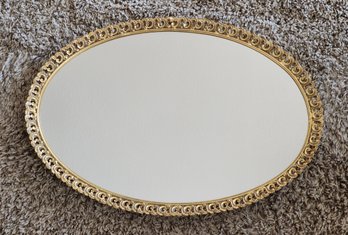 Vintage Gold Plated Oval Mirror VANITY Tray