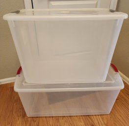 (2) Clear Storage Tote Systems With Lids