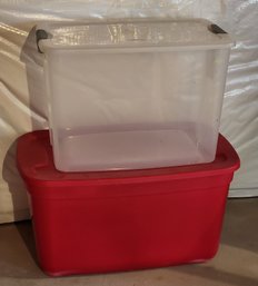 Red And Clear Storage Tote Systems With Lids