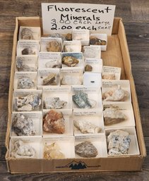 Assortment Of Mineral Specimens (Scheelite, Hyalite Opal, Hydrozincite, Golden Calcite, Etc) #A55