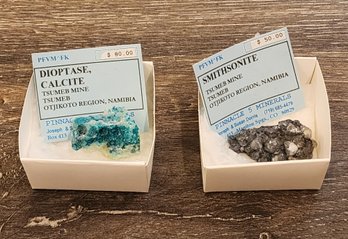 DIOPTASE CALCITE And SMITHSONITE Mineral Specimens #A60