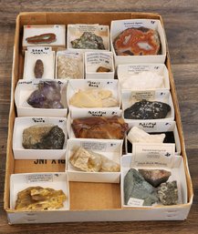 Assortment Of Mineral Specimens (Dryhead Agate, Quartz, Opalized Palm Wood, Native Copper, Etc) #A106