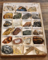 Assortment Of Mineral Specimens (Biotite, Calcite On Sulfur, Silver, Opalized Palm Wood, Etc) #A145